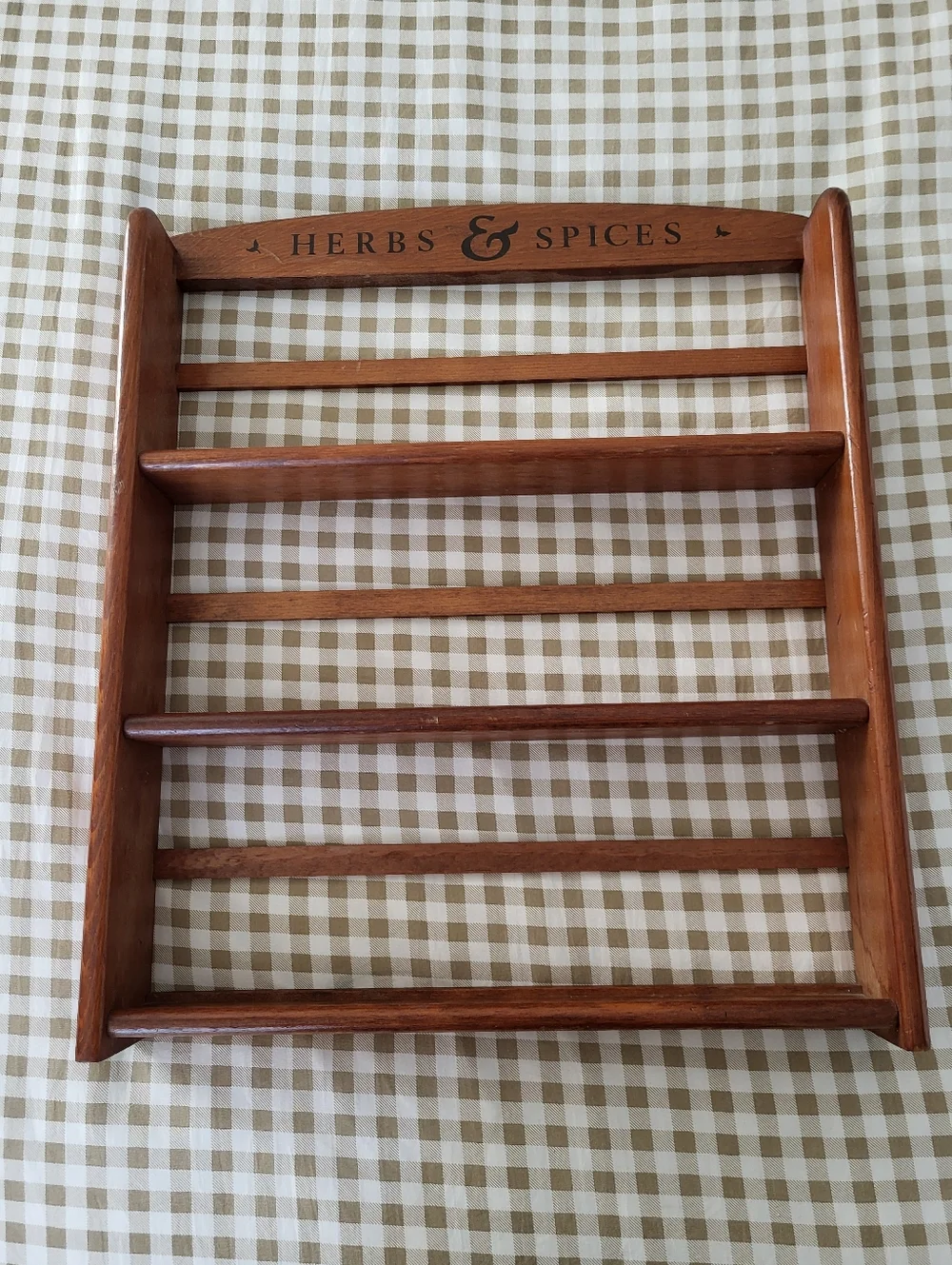 Vintage McCormick/ Schilling Wooden Spice and Herb Rack, 3 Tiered, Wall Mounted